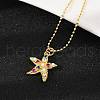 Brass Pave Cubic Zirconia and Plastic Beads Pendant Necklaces NJEW-Q041-01G-1