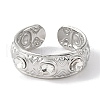 304 Stainless Steel Rhinestone Cuff Rings for Women RJEW-F166-34P-2