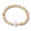 3Pcs Wood Beas Stretch Bracelets for Mem BJEW-JB11303-3