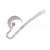 Natural Green Aventurine & Rose Quartz & Tiger Eye & Amethyst & Carnelian Chip & Moon Bookmarks AJEW-JK00343-5