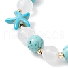 Synthetic Turquoise & Natural Quartz Crystal Beaded Stretch Bracelets for Women BJEW-TA00629-4