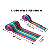 2Rolls 2 Styles Stripe Pattern Printed Polyester Grosgrain Ribbon OCOR-TA0001-37I-17