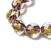 Handmade Gold Foil and Silver Foil Lampwork Flat Round Beads FOIL-C001-02C-3