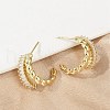 Twist Brass Micro Pave Cubic Zirconia Stud Earrings EJEW-M082-16G-02-5