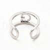 Clear Cubic Zirconia Initial Letter Open Cuff Ring RJEW-A012-01P-G-3