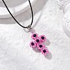 Glass Seed Beads & Synthetic Blue Goldstone Beaded Cross Pendant Necklaces NJEW-MZ00103-05-1