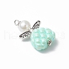 Opaque Acrylic Beads with Iron Flat Head Pins and ABS Plastic Imitation Pearl Round Beads and Tibetan Style Beads Pendants PALLOY-JF03810-4