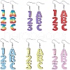 FIBLOOM 6 Sets 6 Colors Wood Dangle Earrings with Iron Pins EJEW-FI0003-27-1