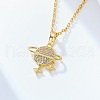 Planet Brass Micro Pave Clear Cubic Zirconia Pendant Necklaces FS-WGFD3F3-01-4