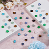 48Pcs 6 Styles Natural Rose Quartz & Blue Spot Jasper & Amethyst & Tiger Eye & Fluorite & Malaysia Jade Heart Charms with Platinum Tone Brass Loops PALLOY-DC00014-5