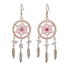 304 Stainless Steel with Glass with Natural Agate   with Aventurine Dangle Stud Earring EJEW-MZ00185-3