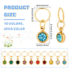 40Pcs 10 Color Vacuum Plating Real 18K Gold Plated 201 Stainless Steel Rhinestone Charms PALLOY-AB00194-2