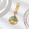 Natural Green Aventurine Chips Beads & Alloy Tree of Life Pendant Decorations HJEW-JM03129-04-1