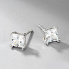 Elegant Square Sterling Silver Cubic Zirconia Stud Earrings VR4295-5