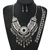 Alloy with Synthetic Turquoise Teardrop Tassel Pendant Necklaces & Dangle Earrings & Charm Bracelets Sets FS-WG69A95-05-1