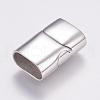 Tarnish Resistant Rectangle 304 Stainless Steel Magnetic Clasps with Glue-in Ends STAS-M195-11-3