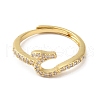 Rack Plating Brass Cubic Zirconia Arabic Letters Adjustable Rings for Women RJEW-S407-10G-13-2
