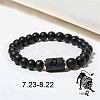 12 Constellations Theme Frosted Black Stone Round Beaded Stretch Bracelets for Women Men WG3EE4F-08-1