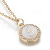 Brass Initial Pendant Necklaces NJEW-I230-24G-S-3