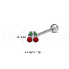 Cherry Stainless Steel Enamel Straight Barbell 15 Gauge Piercing Tongue Rings for Women Men WG3D6AB-09-1