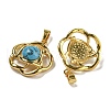 Ion Plating(IP) 304 Stainless Steel Pave Synthetic Turquoise Pendants STAS-U024-15G-06-2
