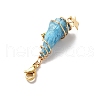 Wire Wrapped Nuggets Electroplated Natural Quartz Crystal Pendant Decorations HJEW-JM03127-02-3