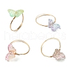 4Pcs 4 Colors Glass Butterfly Finger Rings RJEW-JR00826-01-2