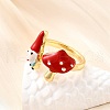 Brass Enamel Cuff Open Rings for Women RJEW-F184-10B-G-3