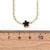 304 Stainless Steel & Imitation Black Shell Flower Link Chain Necklaces NJEW-R026-25G-5