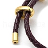 Brass Column Bar Link Bracelet with Leather Cords BJEW-G675-05G-08-3