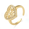 Brass Micro Pave Cubic Zirconia Open Cuff Ring RJEW-Q805-04G-1