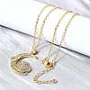 Brass Micro Pave Clear Cubic Zirconia Heart Moon Pendant Necklaces for Women NJEW-D311-02D-G-3
