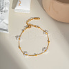 Stainless Steel Woven Flower Link Chain Bracelets & Necklaces Sets for Women AC0915-1-4
