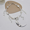 Moon Star Alloy & Silver Color Plastic Imitation Pearl Big Pendant Necklaces for Women FS-WG21961-01-4