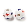 Printed Wood European Beads WOOD-G022-07E-2