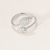 Teardrop Brass Micro Pave Clear Cubic Zirconia Cuff Rings for Women TW6917-1-1