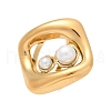 304 Stainless Steel with Plastic Pearl Adjustable Cuff Rings RJEW-Z093-02G-4