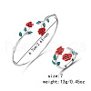 Rose Alloy Enamel Cuff Bangle & Cuff Rings Sets FS-WGBA561-02-3
