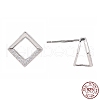 Rhodium Plated 925 Sterling Silver Stud Earring Findings STER-F048-28P-1