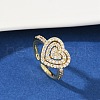 Brass Micro Pave Cubic Zirconia Cuff Rings for Women RJEW-F182-05G-3