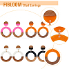 FIBLOOM 3 Pairs 3 Colors Resin & Wooden Donut Dangle Stud Earrings with 316 Surgical Stainless Steel Pins EJEW-FI0002-47-3