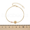 Brass Micro Pave Cubic Zirconia Birthday Flower Link Bracelets BJEW-U031-01G-07-5