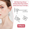 Beebeecraft 100Pcs 304 Stainless Steel Stud Earring Findings STAS-BBC0006-07S-2