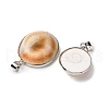 Brass Pave Natural Shell Pendants KK-H002-01P-2