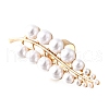 Alloy Open Cuff Ring with Plastic Pearl RJEW-V006-01G-2