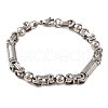 Tarnish Resistant 201 Stainless Steel Round Ball Byzantine Chain Bracelets BJEW-B078-78P-1