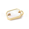 Brass Pave Natural White Shell Hollow Heart Rectangle Charms with Jump Rings KK-S522-16G-2
