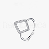 Rhombus 925 Sterling Silver Micro Pave Clear Cubic Zirconia Finger Rings for Women FS-WGB12EE-01-4