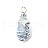 2Pcs Electroplated Natural Quartz Crystal Dyed Copper Wire Wrapped Pendants PALLOY-JF03168-02-3