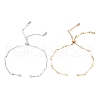2Pcs 2 Colors 304 Stainless Steel Flat Bar Link Chain Bracelet Slider Making AJEW-JB01347-1